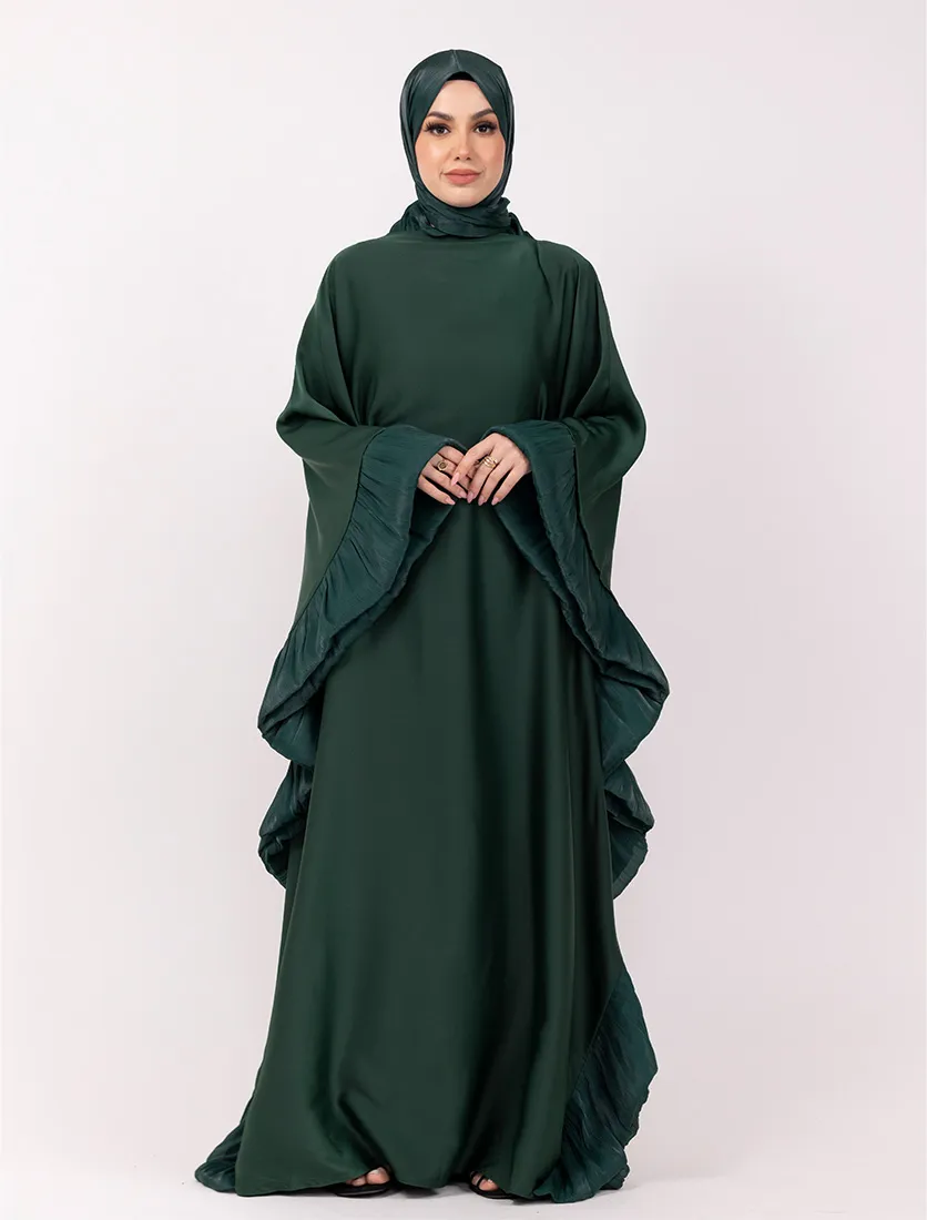 Green Organza Trim Kaftan